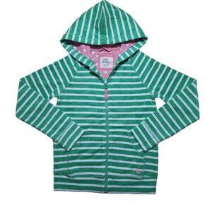 Mini Boden zip-up striped towelling hoodie